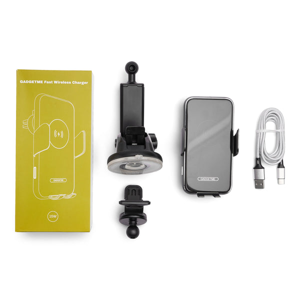 GADGETME Fast Wireless Charger 15W with suction cup ( car & truck)