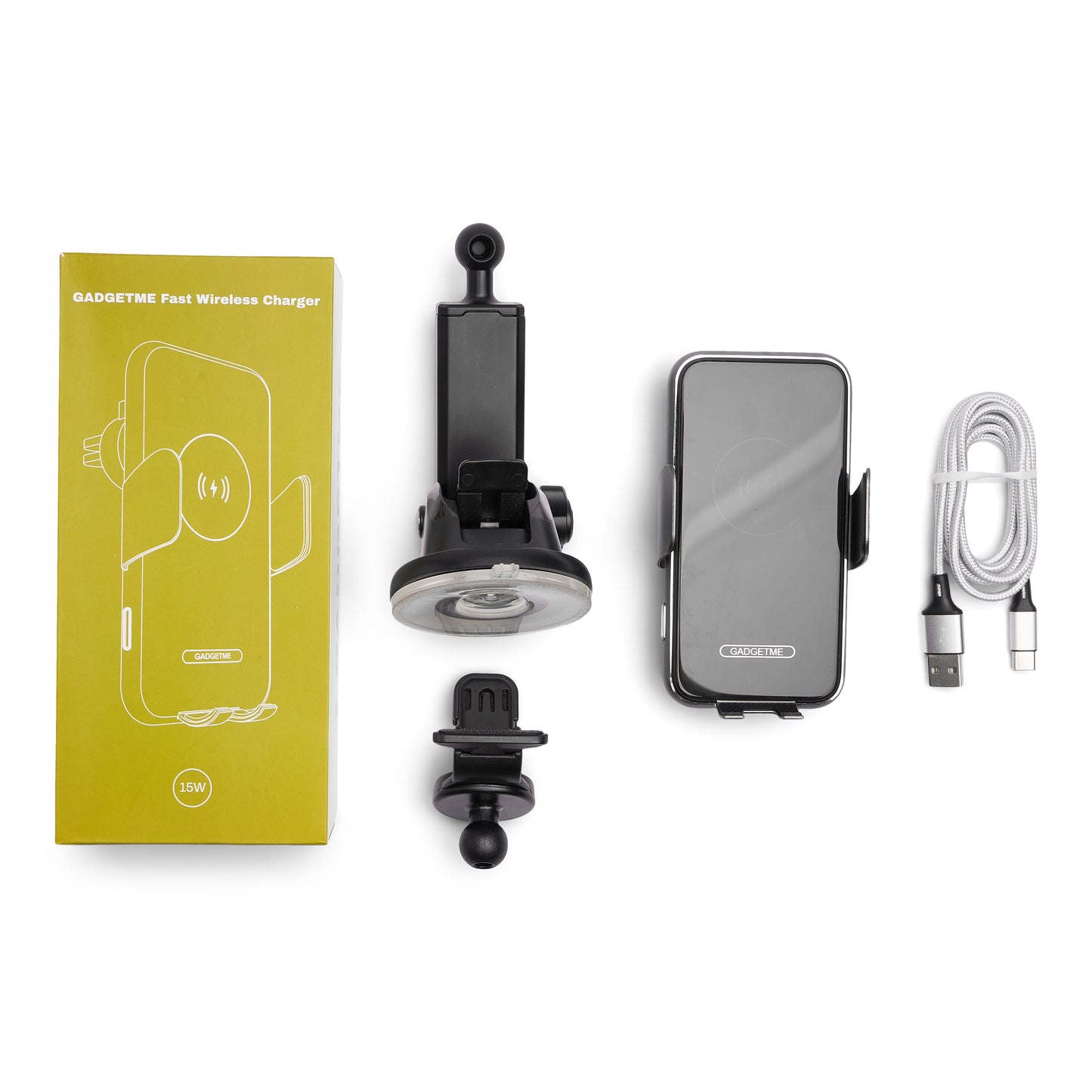 Chargeur sans fil rapide GADGETME 15 W avec ventouse pour voiture & camion